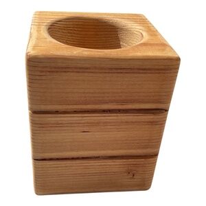 Handcrafted Wood Holder Cedar Wood signed 2011